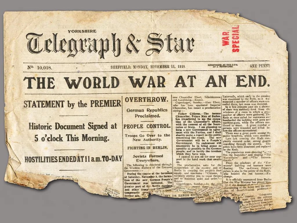 1918年11月11日,第一次世界大战终战