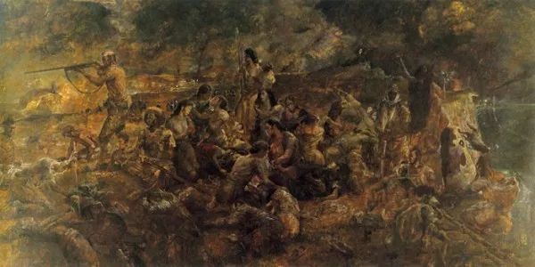 藤田嗣治作品:阿图岛玉碎(1943)